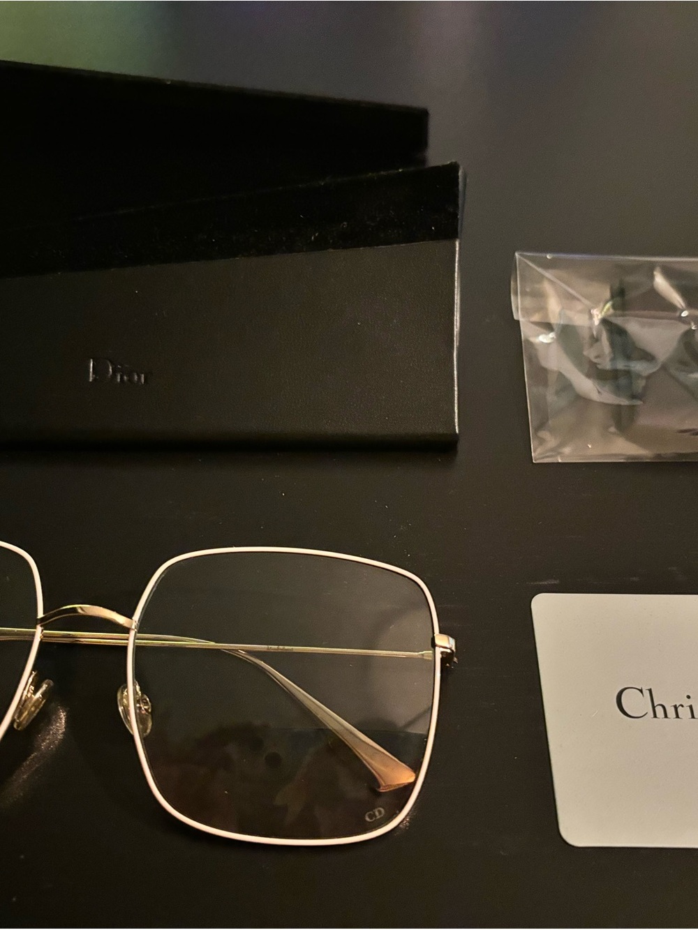 Dior Stellaire Metal Square Glasses with Ombré Green to Pink Lenses
